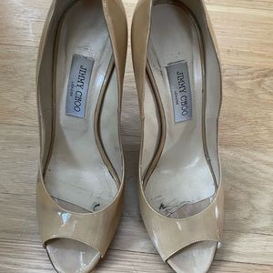 Nude Jimmy Choo Peep Toe Pumps